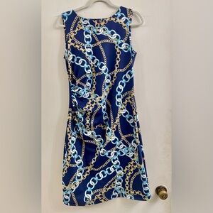 J. McLaughlin Sage Dress Side Ruching Catalina Cloth Blue Chain Medium *NWT*$228
